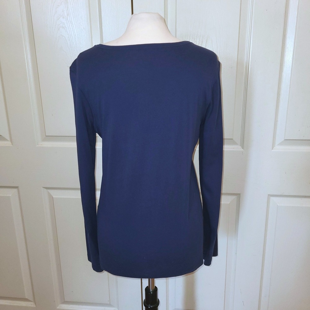 Vineyard Vines Navy Blue Whale Nautical Preppy Scoop Neck Long Sleeve Shirt S - Picture 5 of 8